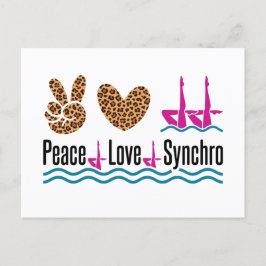 Carte Postale Peace Love Synchro Synchronisé Natation Artistique