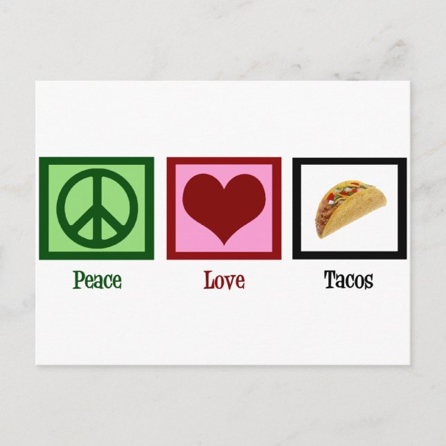 Carte Postale Peace Love Tacos (Devant)