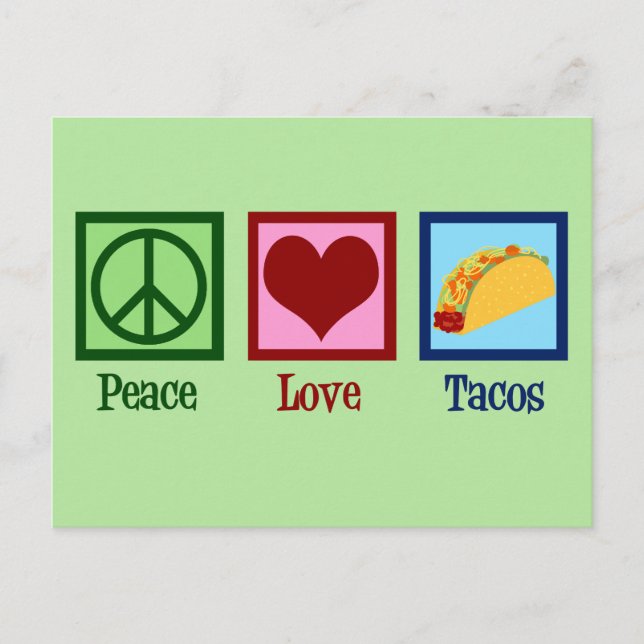 Carte Postale Peace Love Tacos (Devant)