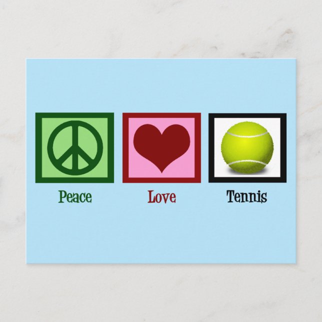 Carte Postale Peace Love Tennis Cute Blue (Devant)