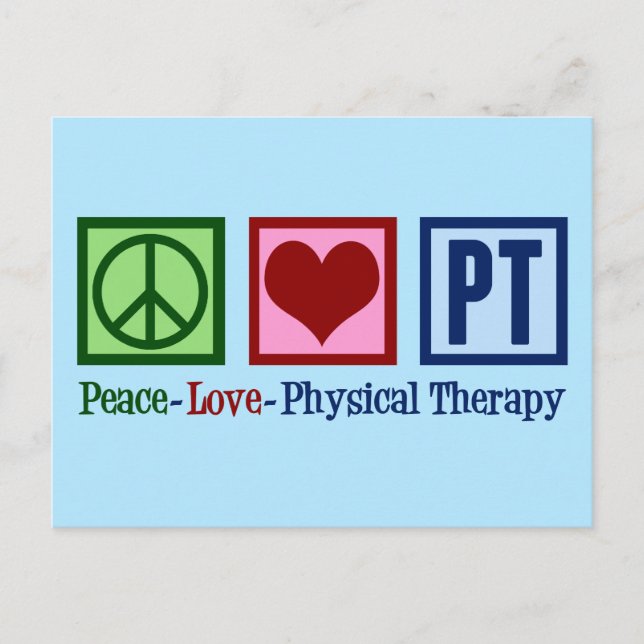 Carte Postale Peace Love Thérapie physique (Devant)