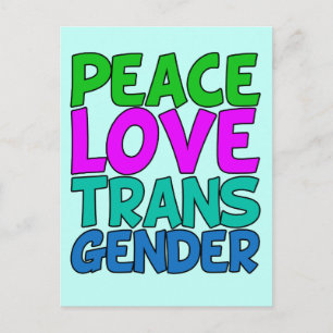 Carte Postale Peace Love Transgender