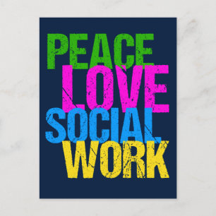Carte Postale Peace Love Travail social