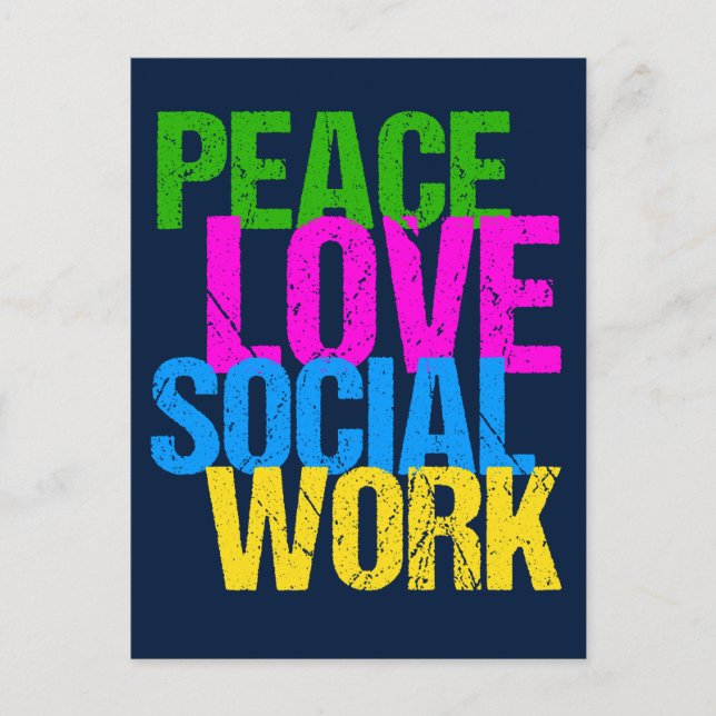 Carte Postale Peace Love Travail social (Devant)