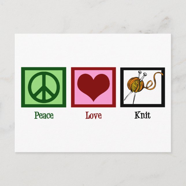 Carte Postale Peace Love & Tricot (Devant)