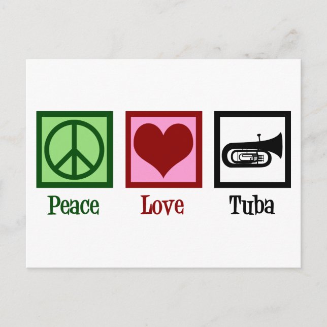 Carte Postale Peace Love Tuba Player (Devant)