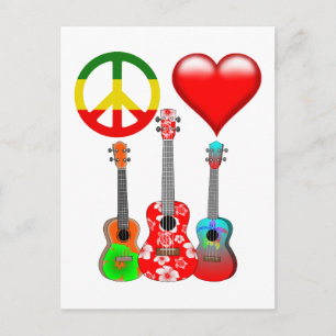 Carte Postale Peace Love Ukuleles