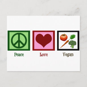 Carte Postale Peace Love Vegan