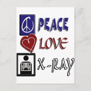 CARTE POSTALE PEACE LOVE XRAY