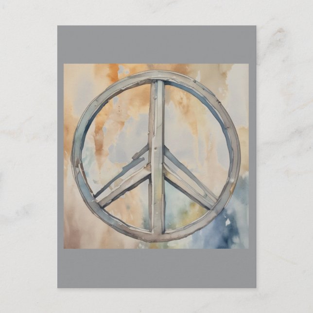 Carte Postale Peace Sign Watercolor Peinture Art (Devant)