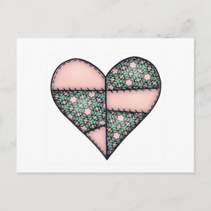 Carte Postale Peach-04 Coeur rembourré en pointillé