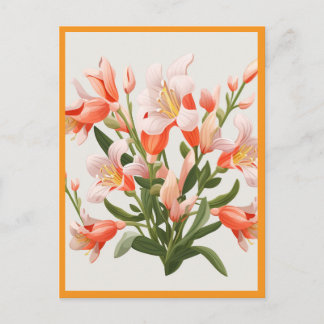 CARTE POSTALE PEACH COLORED FLOWERS #1