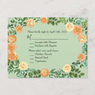 Carte Postale Peach Green Mariage Spring Pastel