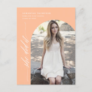 Carte Postale Peach Modern Elle L'A Fait Graduation Arch Photo