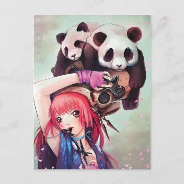 Carte postale Peach Ninja Pandas (Devant)