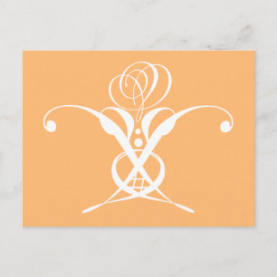 Carte Postale Peach Retro White Flourd Rose