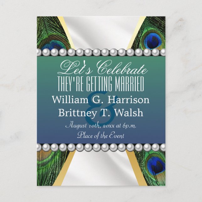 Carte Postale Peacock avec Drapery Gold Silver (Devant)