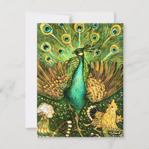Carte Postale Peacock et poulets Art nouveau néerlandais
