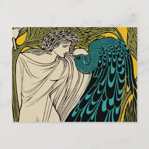 Carte Postale Peacock Fine Art Bird Nouveau