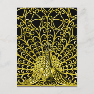 Carte Postale Peacock Gold Art Nouveau