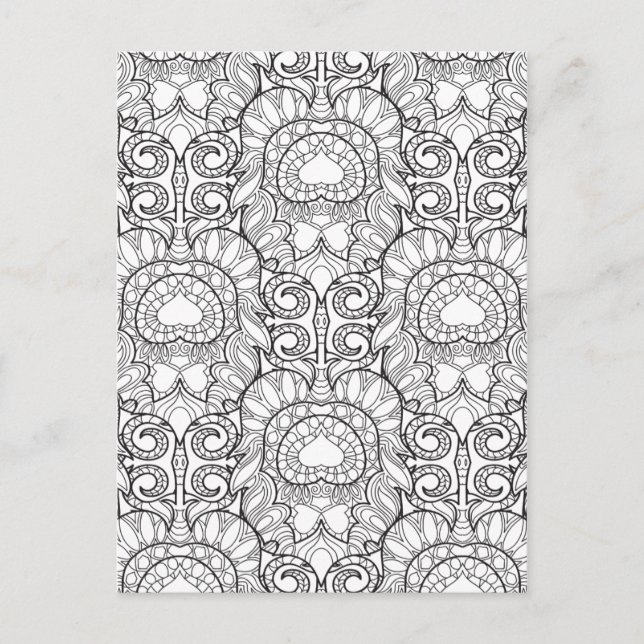 Carte Postale Peacock Motif Doodle (Devant)