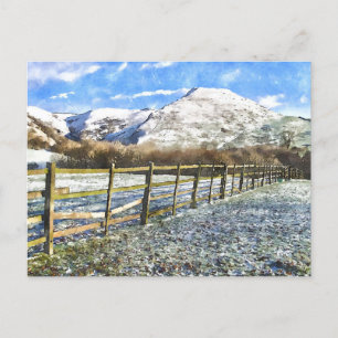 Carte Postale Peak District Neige Aquarelle Style