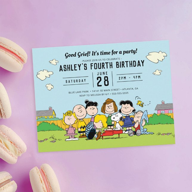 Carte Postale Peanuts | Charlie Brown et sa bande d'amis pour un (Invite on table)