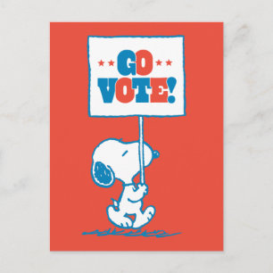 Carte Postale Peanuts   Snoopy - Affiche pour aller voter