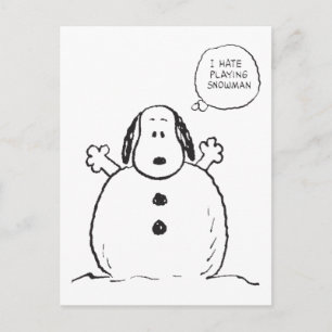 Carte Postale Peanuts   Snoopy Jouant au Bonhomme de Neige