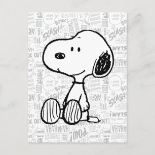 Carte Postale PEANUTS Snoopy on Black White Comics