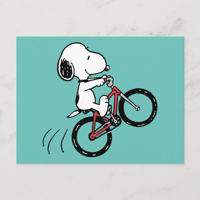 Carte Postale Peanuts | Snoopy Roue arrière à vélo (Devant)