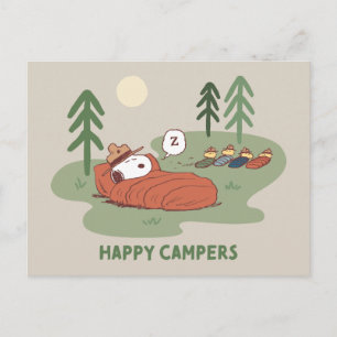 Carte Postale Peanuts   Snoopy & Woodstock campeurs endormis