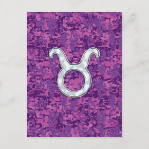 Carte Postale Pearle comme Taurus Zodiac Connexion Camo numériqu
