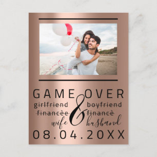 Carte Postale Peau de fin Game Over Enregistrer la date du coupl