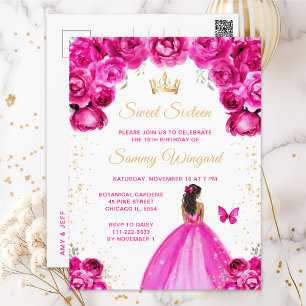 Carte Postale Peau noire rose chaude princesse Sweet sixteen