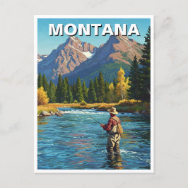 Carte Postale Pêche à la mouche dans la rivière Yellowstone au M