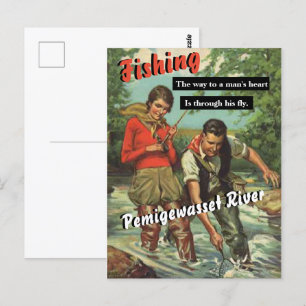 Carte Postale Pêche à la mouche sur la rivière Pemigewasset Vint