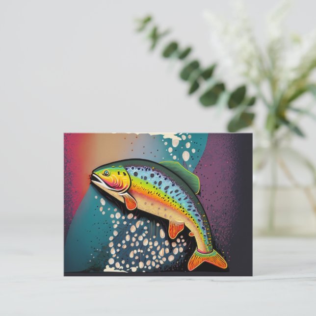 Carte Postale Pêche à la truite arc-en-ciel Personnalisable Amou (Debout devant)