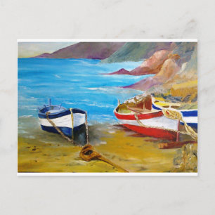 Carte Postale Pêche à l'ancienne ligne