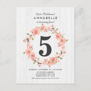 Carte Postale Pêche au bois blanc Floral Invitation de fête d'an