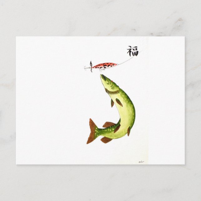 Carte Postale Pêche au brochet (Devant)