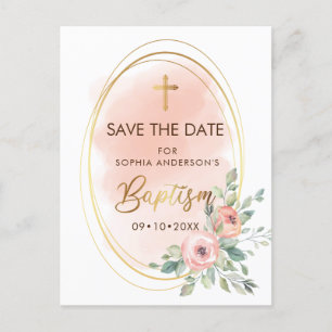 Carte Postale Pêche et Baptême d'or Enregistrer la date