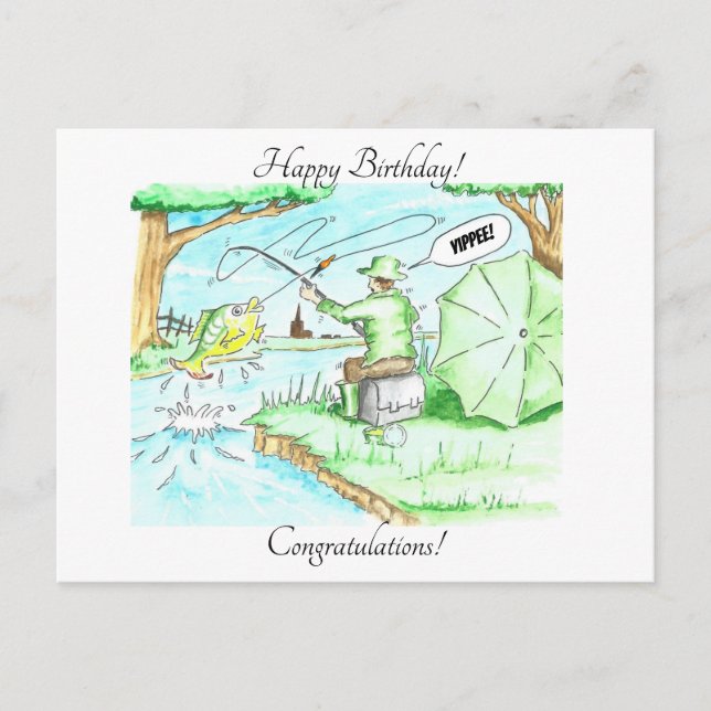 Carte Postale Pêche - La Grande ! Yippee ! (Devant)