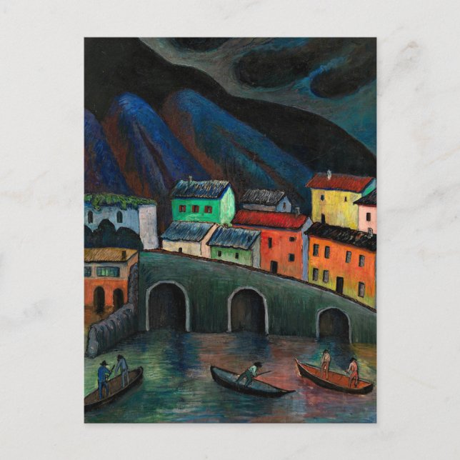 Carte Postale Pêche nocturne à Ascona (Devant)