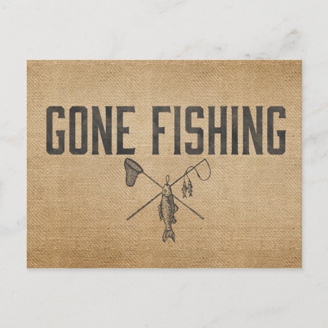 Carte Postale Pêche vintage au Burlap (Devant)