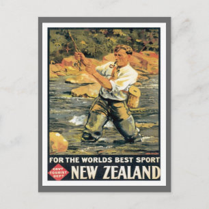 Carte Postale Pêche vintage en Nouvelle-Zélande
