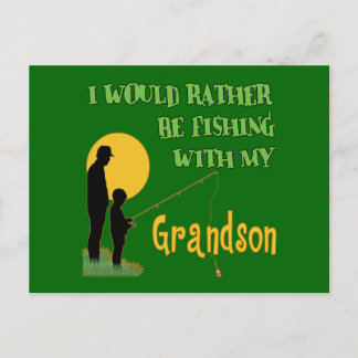 Carte Postale Pêcher Avec Grand-Fils