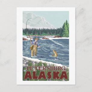 Carte Postale Pêcheur à la mouche - Petersburg, Alaska