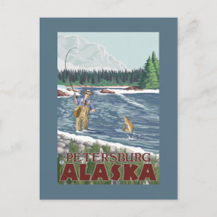 Carte Postale Pêcheur à la mouche - Petersburg, Alaska