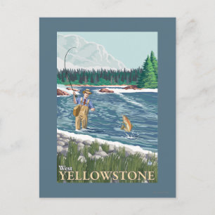Carte Postale Pêcheur à la mouche - West Yellowstone, Montana